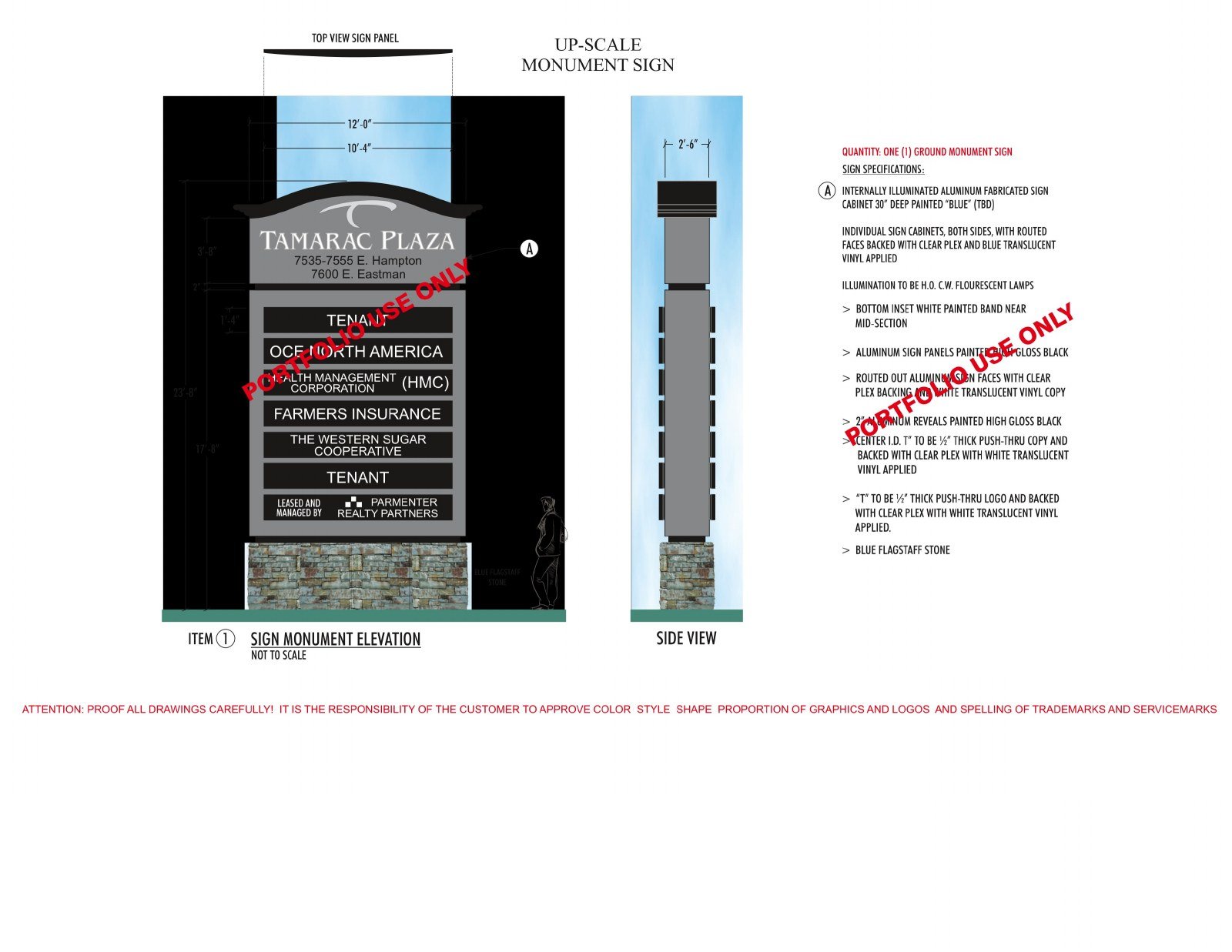 Tamarac Plaza monument drawing